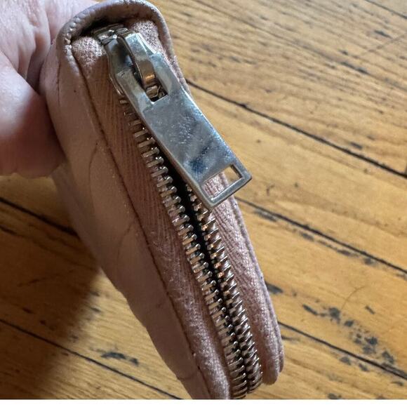 YSL Laurent Pink Sakura Chevron Zippy Continental Wallet SHW Full Set - Picture 8 of 8